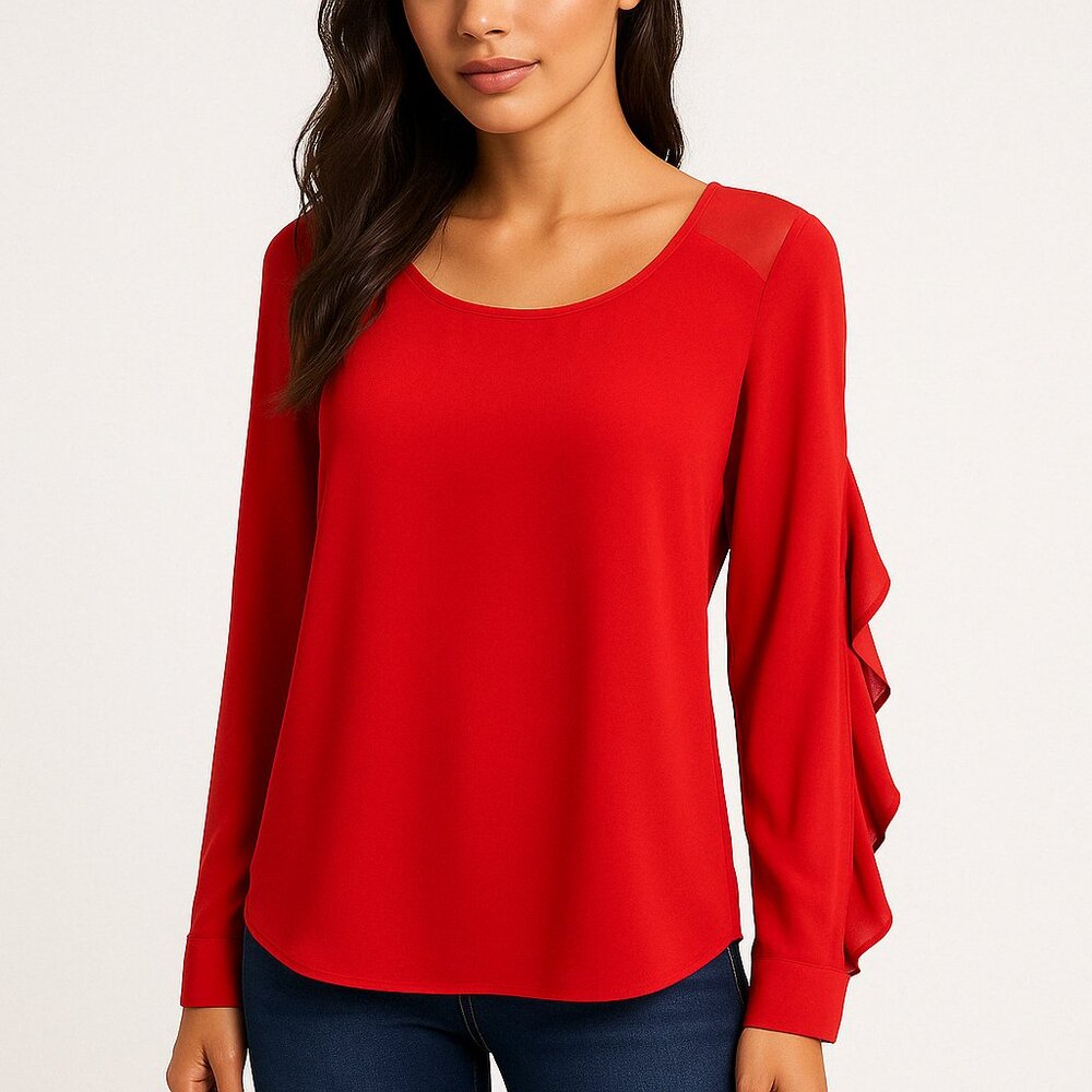 Chelsea and Walker Red Long-Sleeve Blouse – Size 2